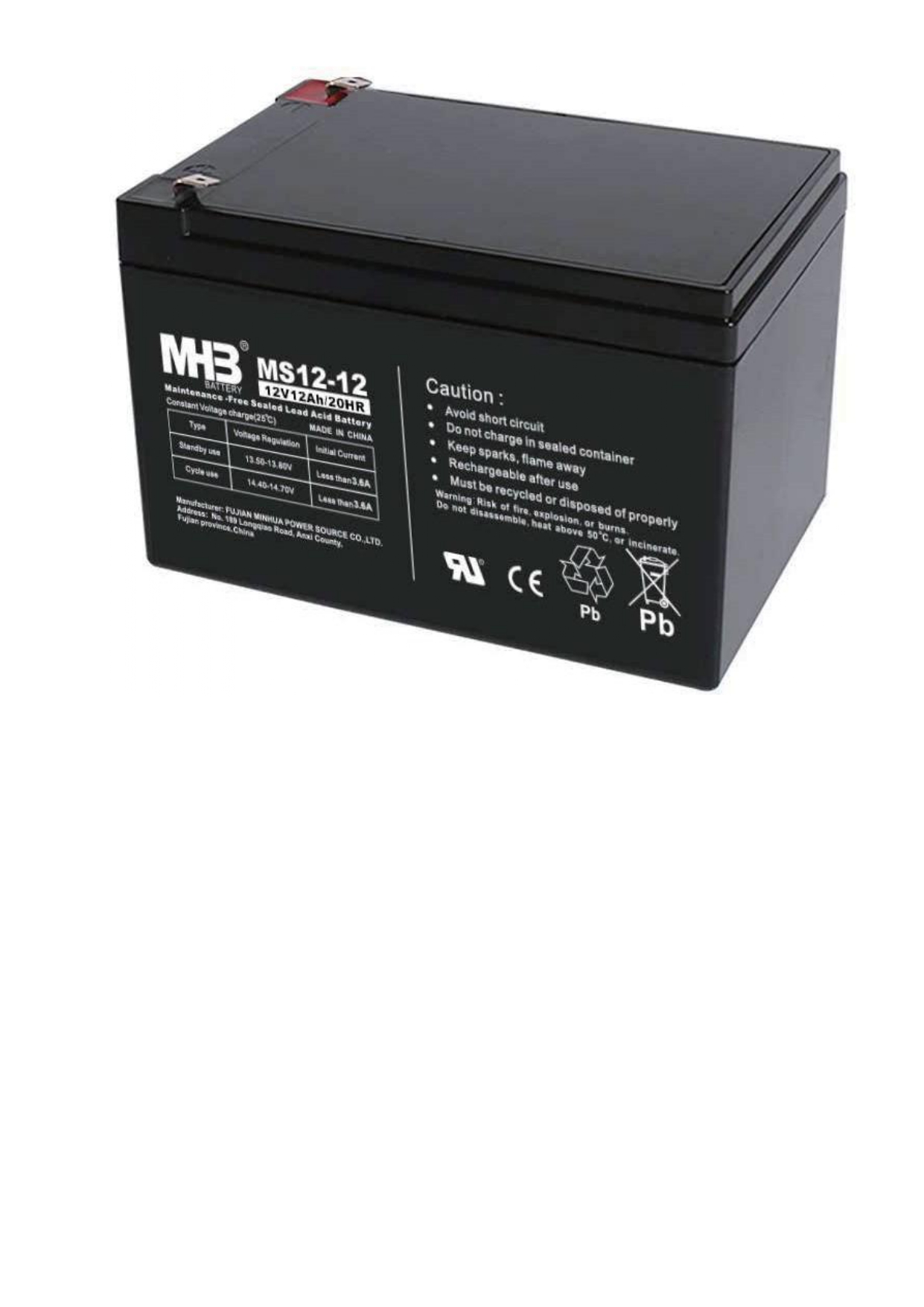 Батарея акумуляторна MHB MS12-12 типу AGM (класична)